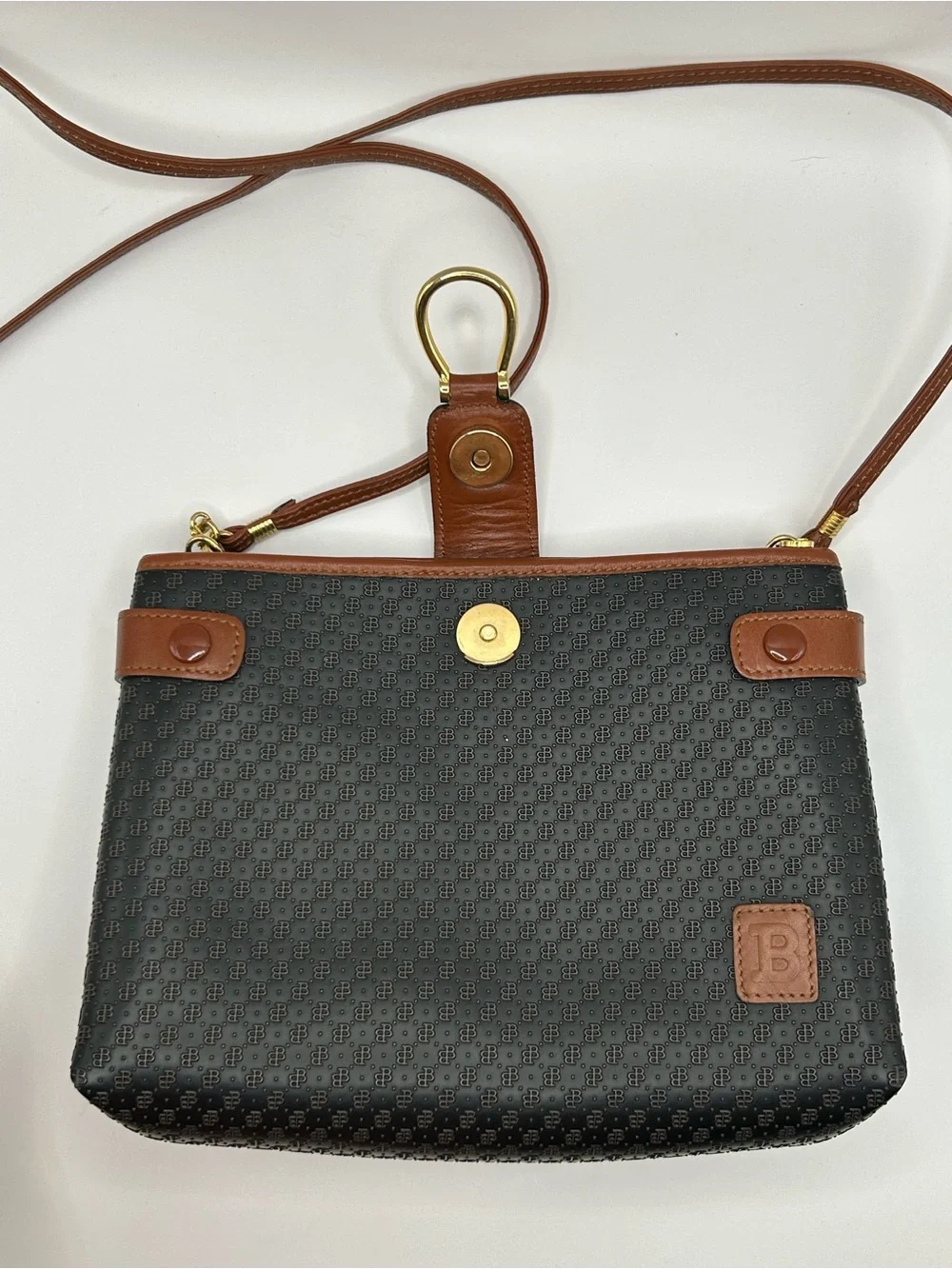 Bally Vintage B Embossed Monogram Crossbody Bag